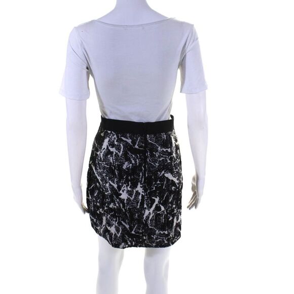 COS Womens Textured Abstract Print Elastic Waist Zip Up Mini Skirt Black Size 12 - Picture 3 of 7
